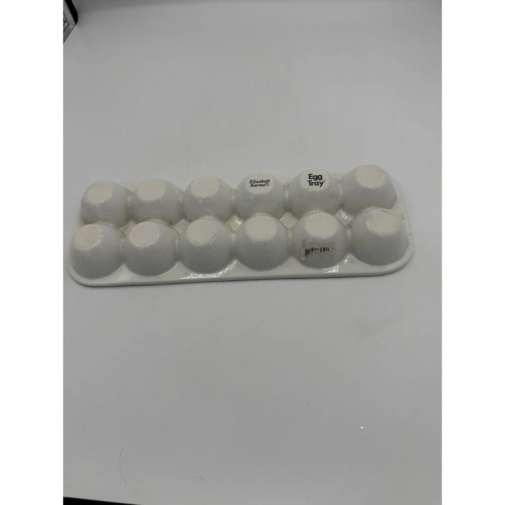 Elizabeth Karmel's Ceramic Egg Tray White Dozen Eggs Refrigerator Storage Rack